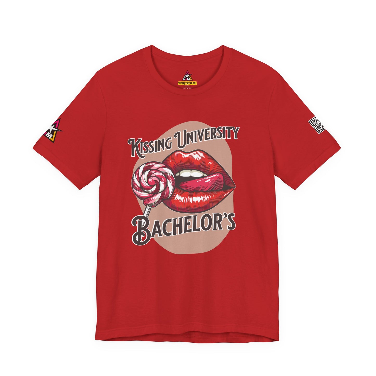 Kissing University Bachelor’s Graphic T-Shirt | Flirty Retro Tee | Funny Kissing Shirt