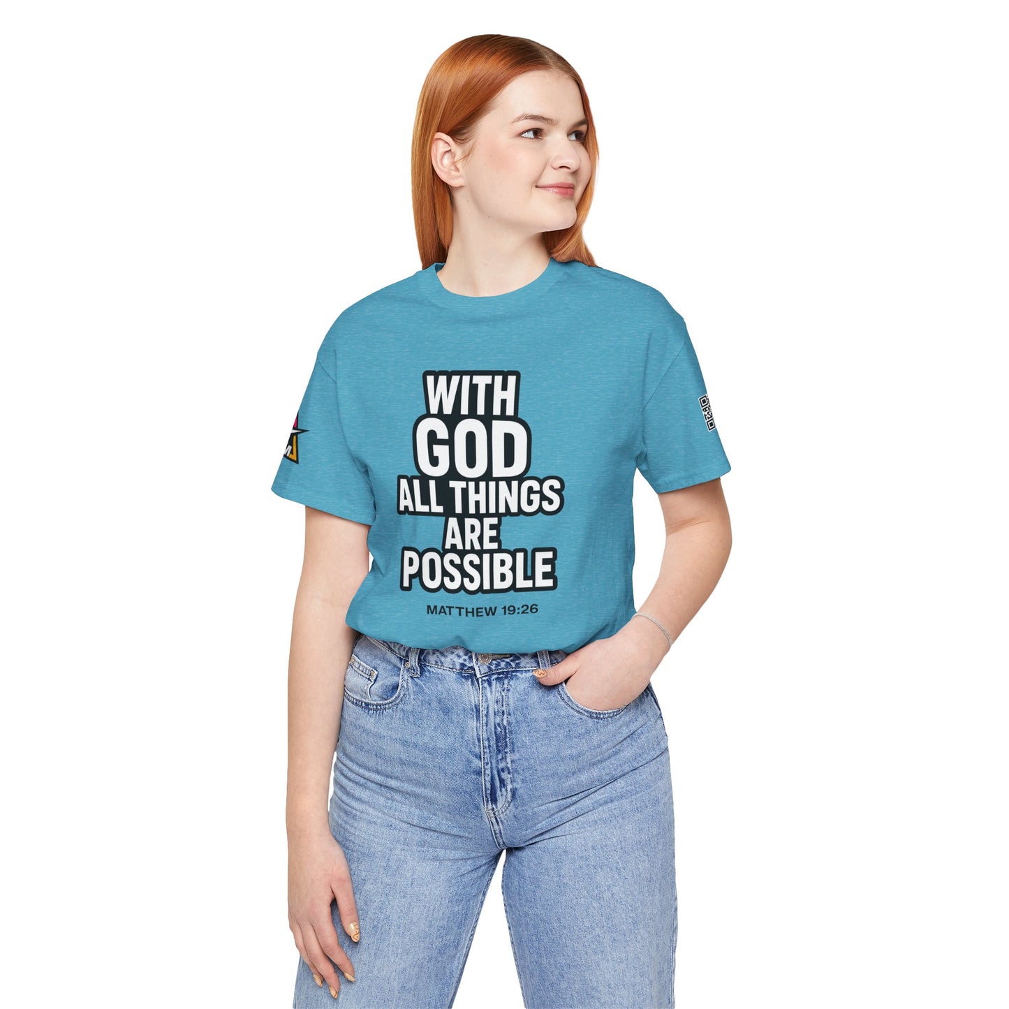 With God All Things Are Possible Graphic T-Shirt | Matthew 19:26 Christian Tee | Faith & Strength Streetwear