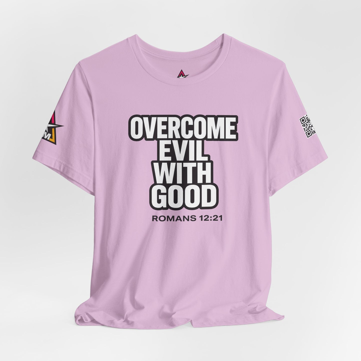 Overcome Evil With Good Graphic T-Shirt | Romans 12:21 Christian Tee | Faith & Strength Streetwear