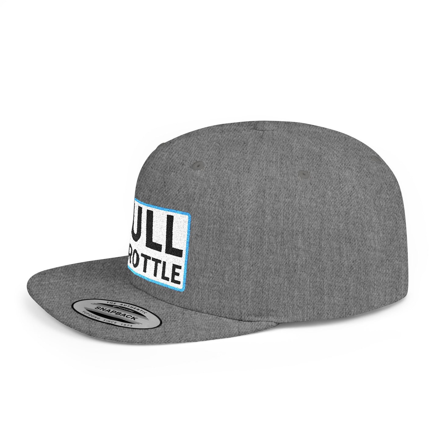 FULL THROTTLE Embroidered Flat Bill Snapback Cap | Bold Motorsport Hat | Streetwear Baseball Cap