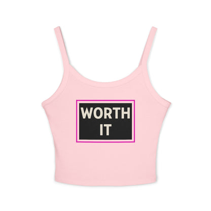 WORTH IT | Funny Dating Graphic Spaghetti Tank | Flirty Confidence Streetwear