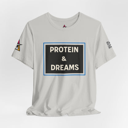 Protein & Dreams Graphic T-Shirt | Fitness Streetwear Tee | Gym Lifestyle Shirt