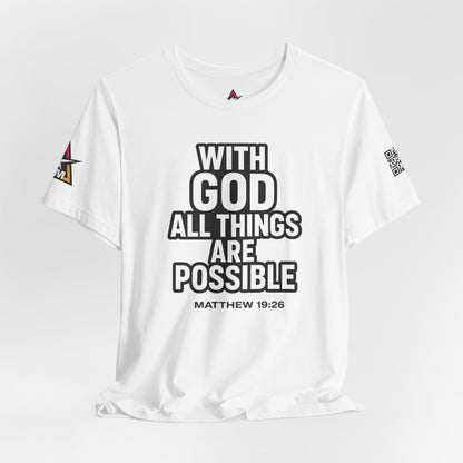 With God All Things Are Possible Graphic T-Shirt | Matthew 19:26 Christian Tee | Faith & Strength Streetwear