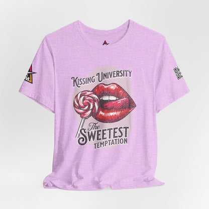 Kissing University Graphic T-Shirt | Sweetest Temptation Tee | Flirty Retro Streetwear Shirt