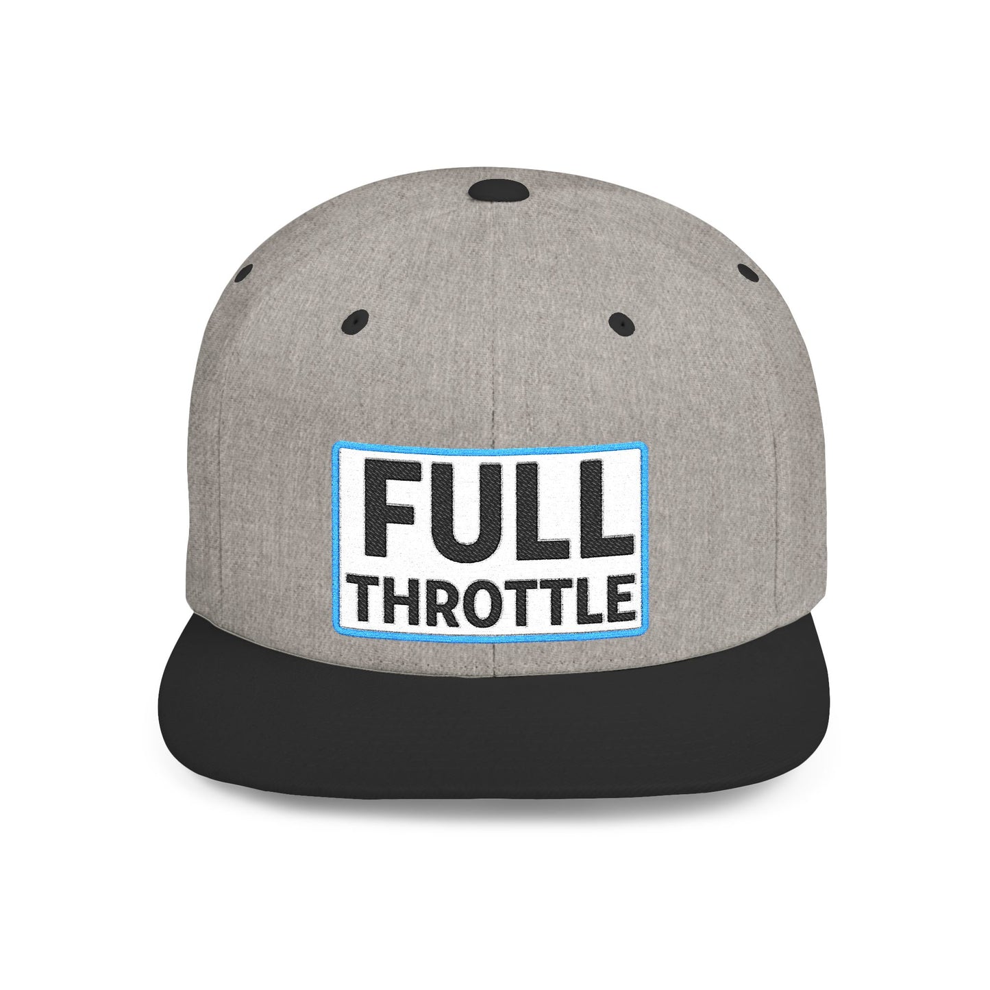 FULL THROTTLE Embroidered Flat Bill Snapback Cap | Bold Motorsport Hat | Streetwear Baseball Cap