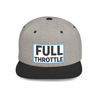 FULL THROTTLE Embroidered Flat Bill Snapback Cap | Bold Motorsport Hat | Streetwear Baseball Cap