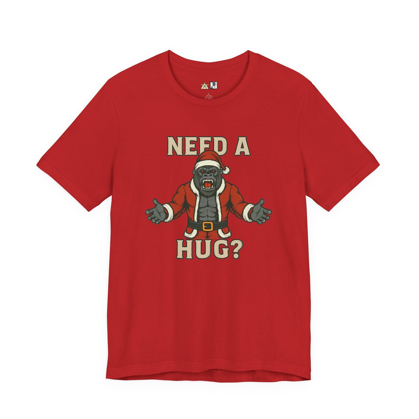 Need a Hug? Gorilla Santa – Unisex Bold Graphic Streetwear Tee