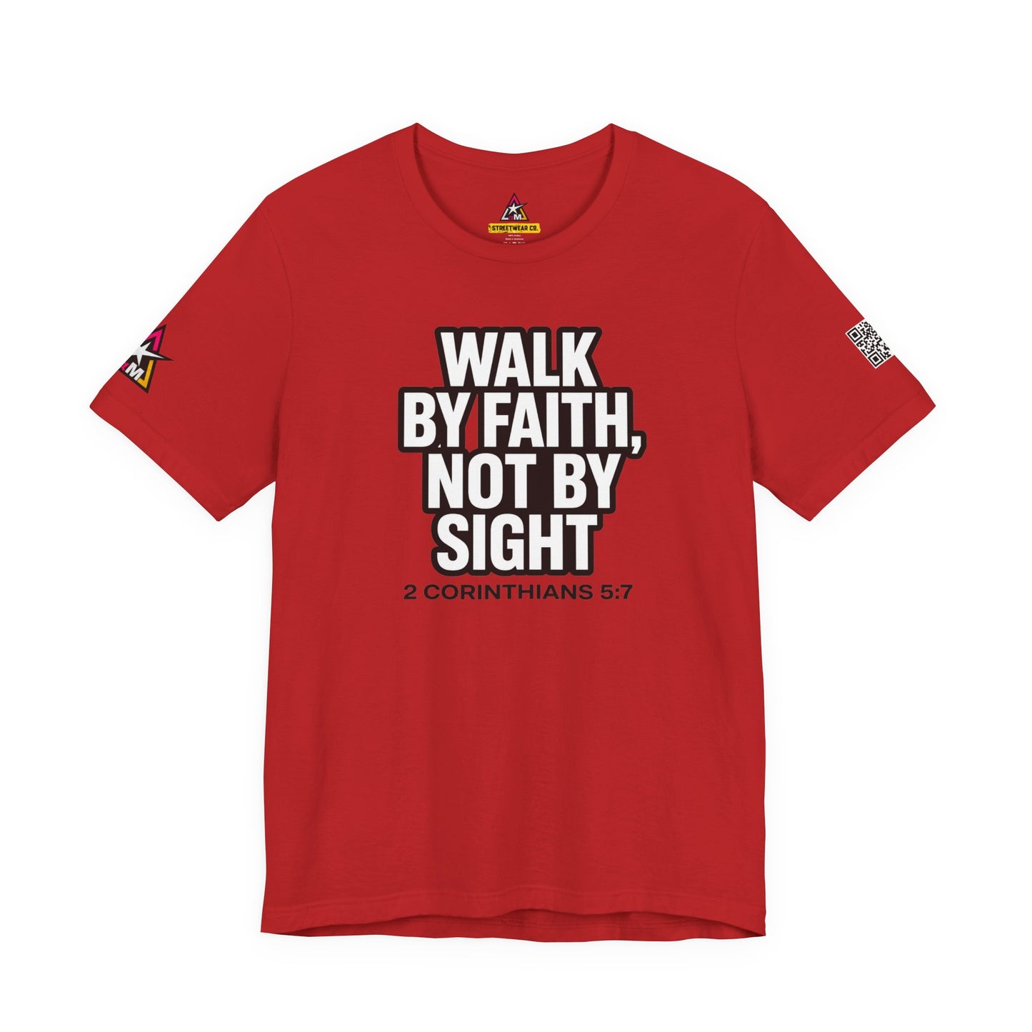 Walk by Faith, Not by Sight Graphic T-Shirt | 2 Corinthians 5:7 Christian Tee | Faith Streetwear