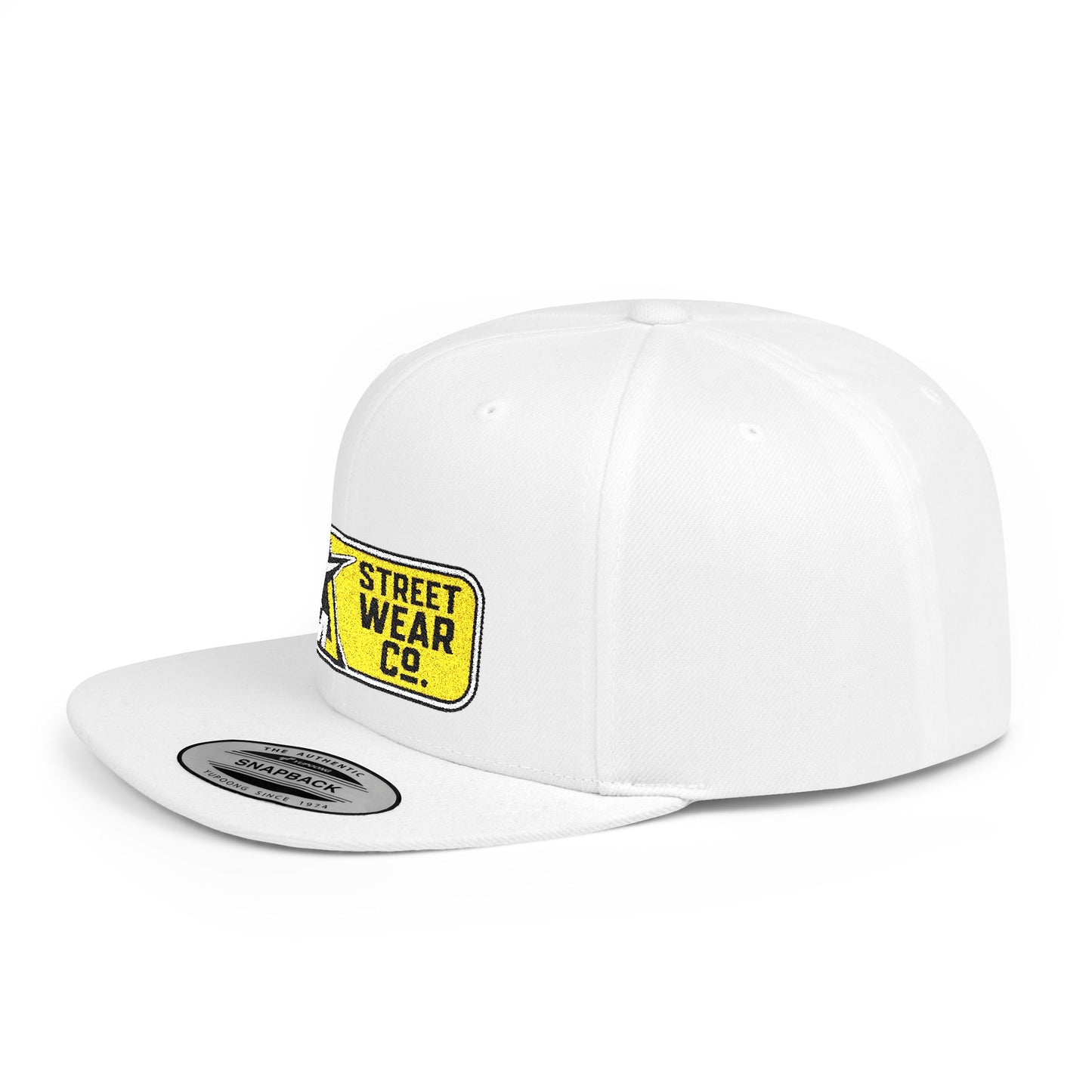 AM Streetwear Co. Embroidered Snapback Hat | Premium Streetwear Cap | Modern Logo Flat Bill Hat | Everyday Lifestyle Cap