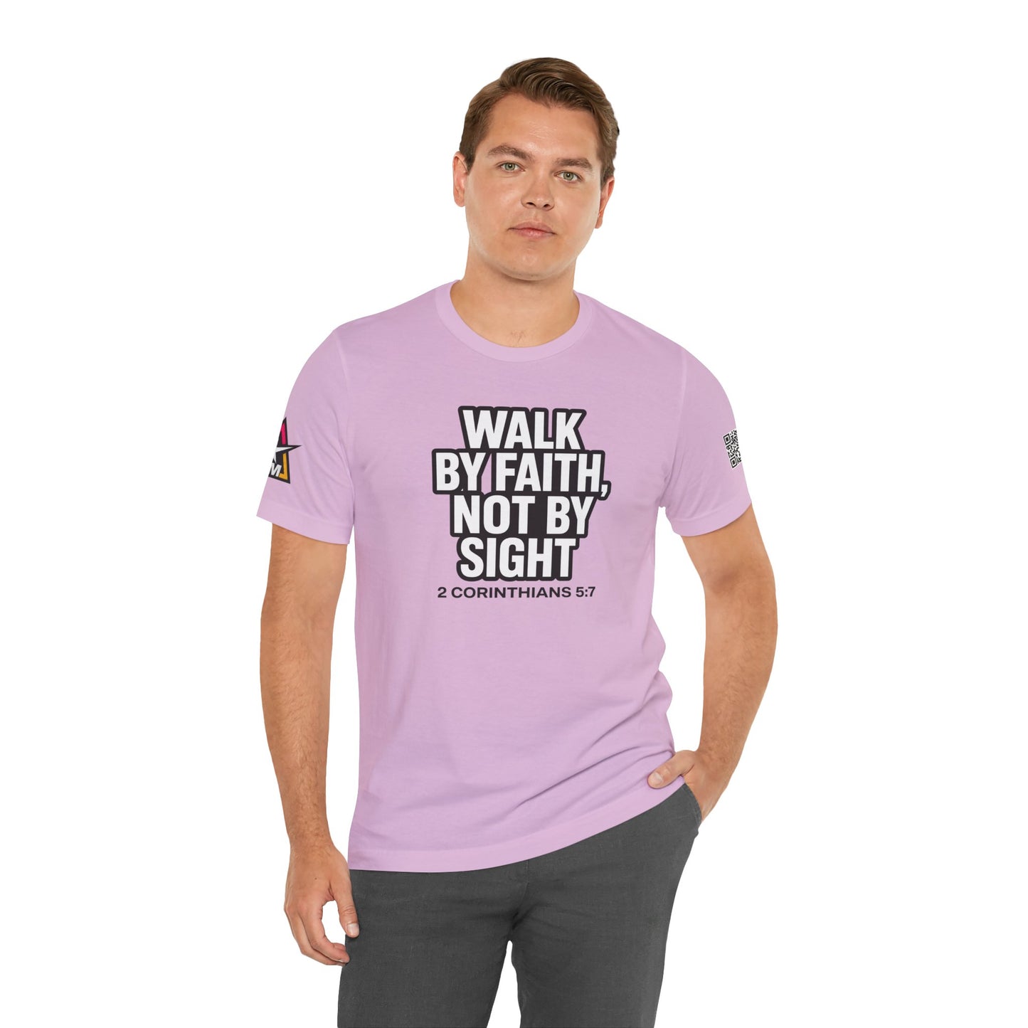 Walk by Faith, Not by Sight Graphic T-Shirt | 2 Corinthians 5:7 Christian Tee | Faith Streetwear
