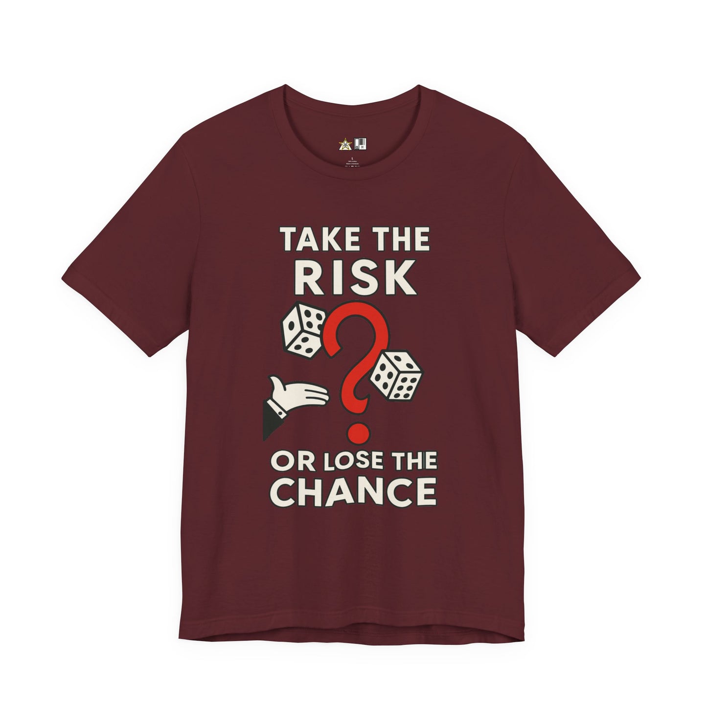 “TAKE THE RISK OR LOSE THE CHANCE,” Risk Over Regret – unisex streetwear graphic tee