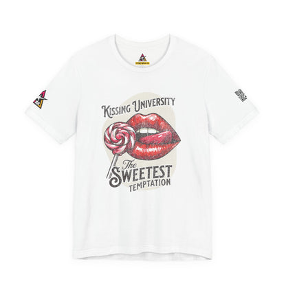 Kissing University Graphic T-Shirt | Sweetest Temptation Tee | Flirty Retro Streetwear Shirt