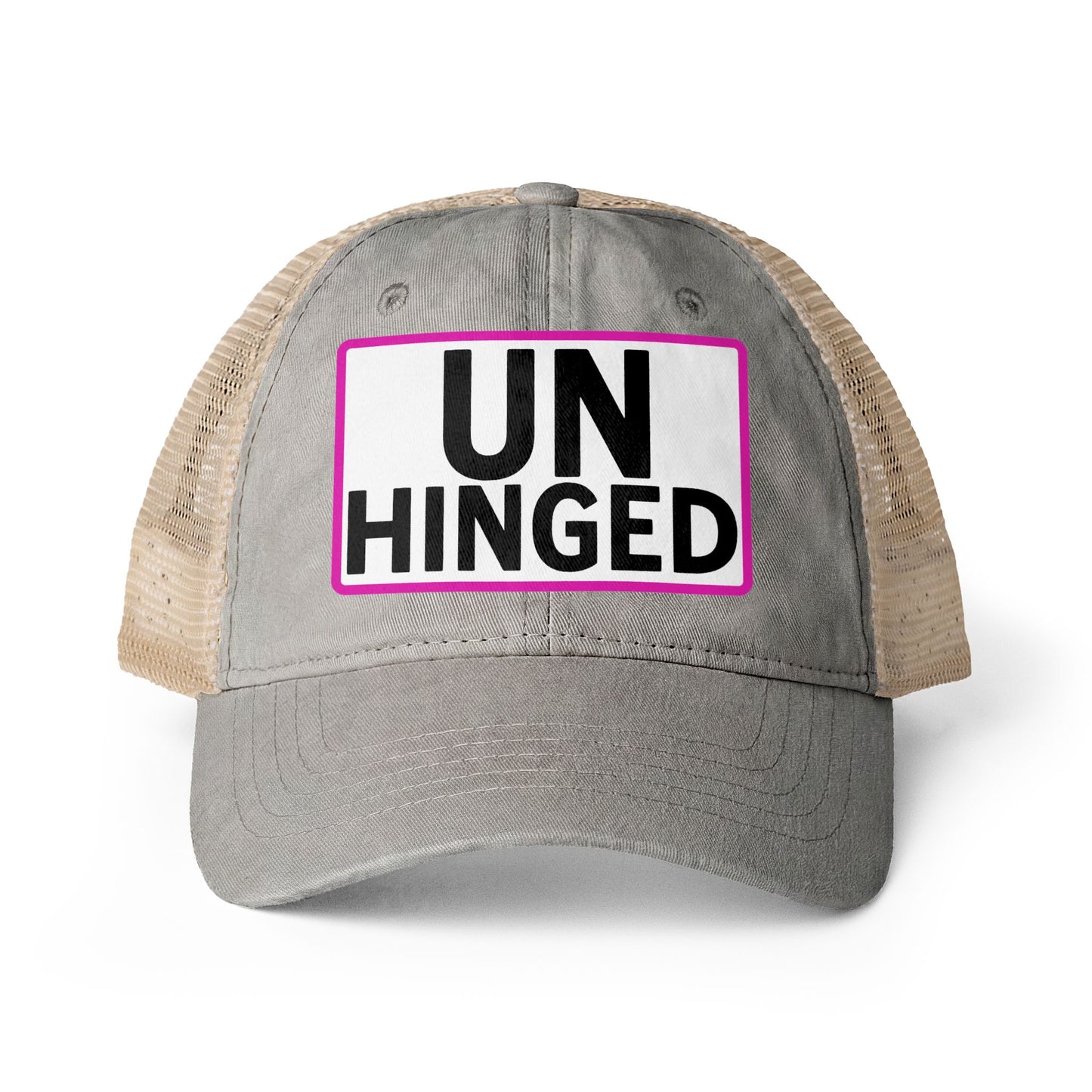 UNHINGED Embroidered Washed Mesh-Back Cap | Funny Ponytail Baseball Hat | Casual Women's Cap