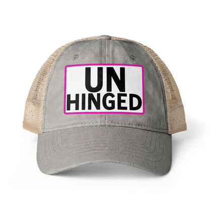 UNHINGED Embroidered Washed Mesh-Back Cap | Funny Ponytail Baseball Hat | Casual Women's Cap