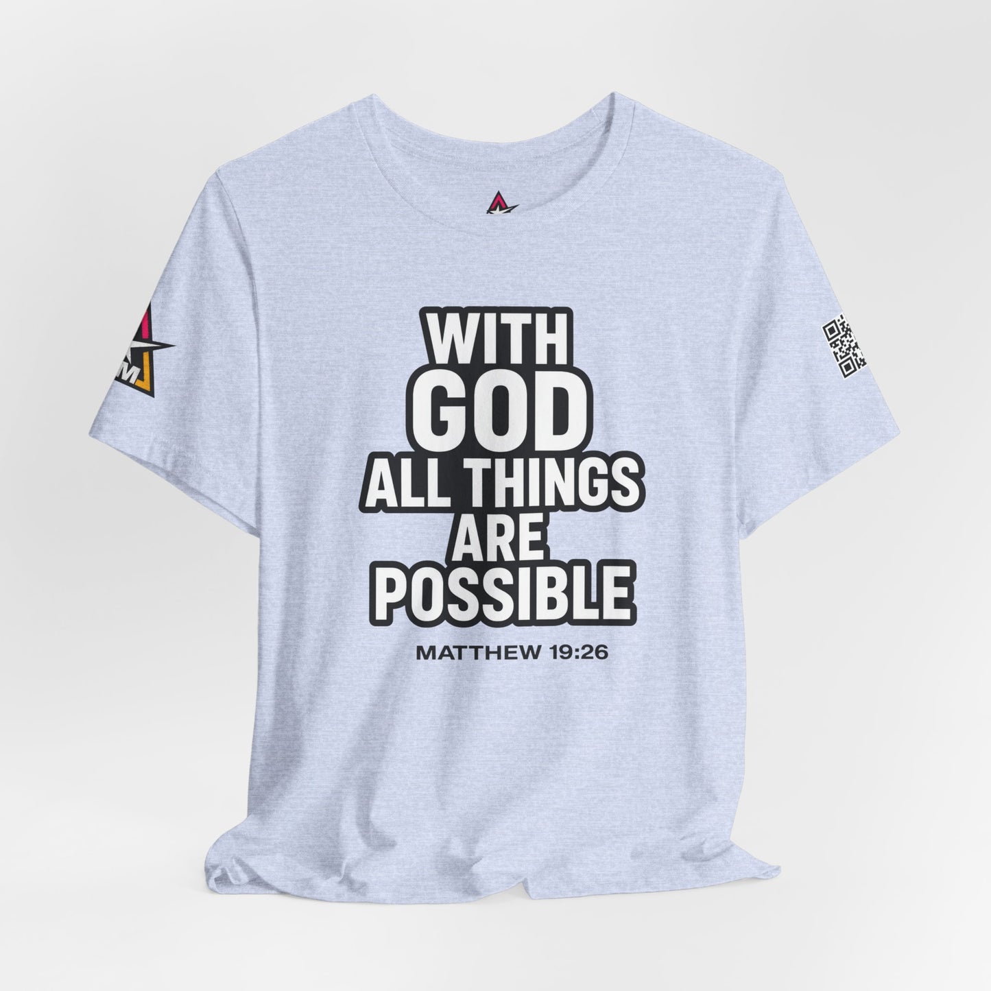 With God All Things Are Possible Graphic T-Shirt | Matthew 19:26 Christian Tee | Faith & Strength Streetwear