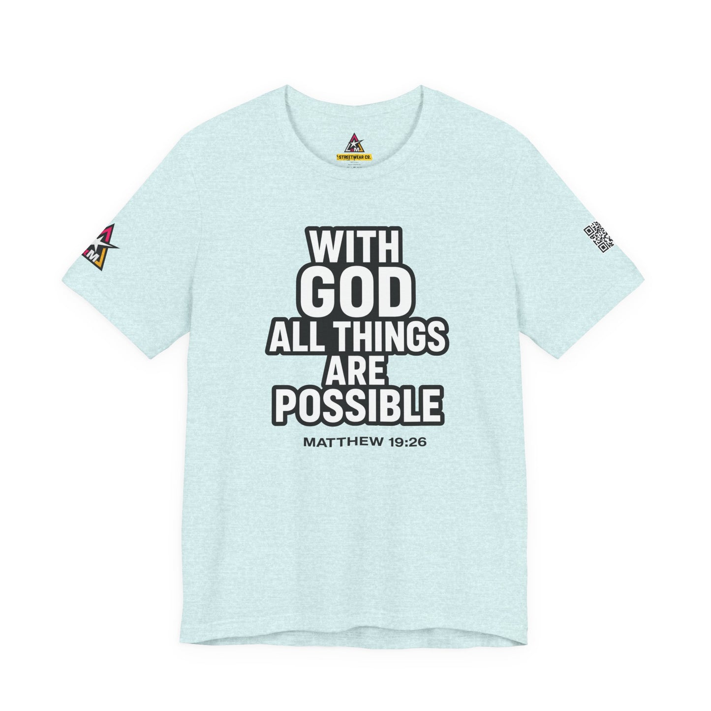 With God All Things Are Possible Graphic T-Shirt | Matthew 19:26 Christian Tee | Faith & Strength Streetwear