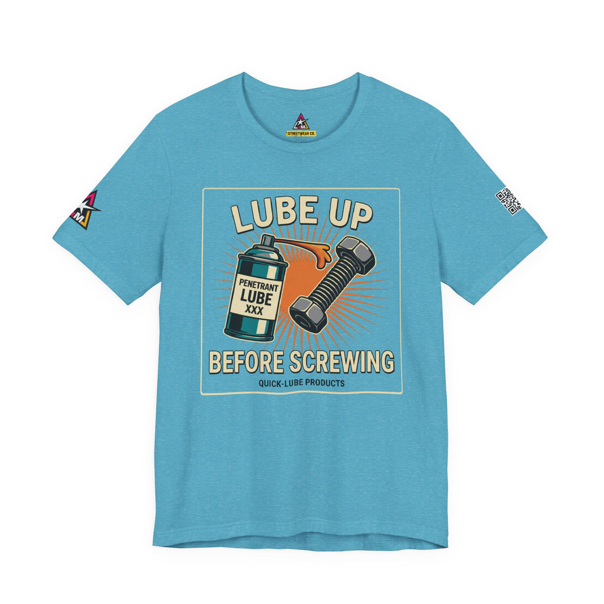 LUBE UP BEFORE SCREWING Graphic T-Shirt | Funny Mechanic Tee | Dirty Garage Humor Shirt | Vintage Automotive Tee
