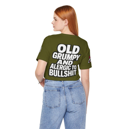 Old Grumpy & Allergic to Bullshit Graphic T-Shirt | Funny Sarcastic Tee
