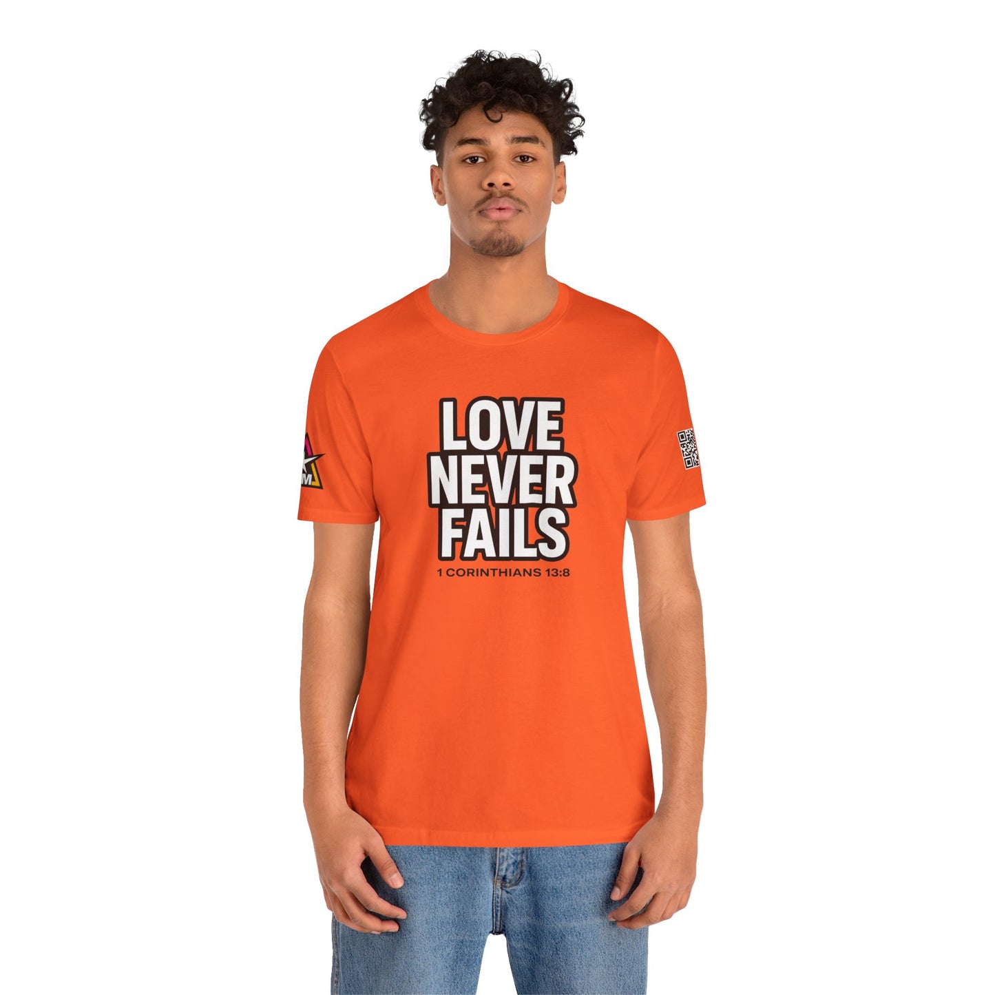 Love Never Fails Graphic T-Shirt | 1 Corinthians 13:8 Christian Tee | Faith & Love Streetwear