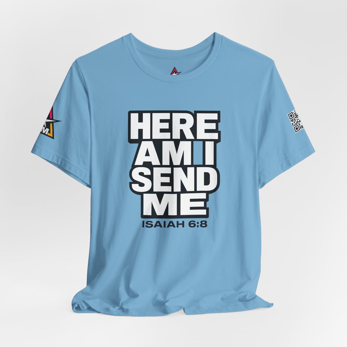 Here Am I, Send Me Graphic T-Shirt | Isaiah 6:8 Christian Tee | Faith Statement Shirt