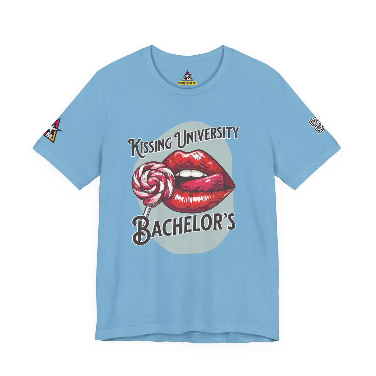 Kissing University Bachelor’s Graphic T-Shirt | Flirty Retro Tee | Funny Kissing Shirt