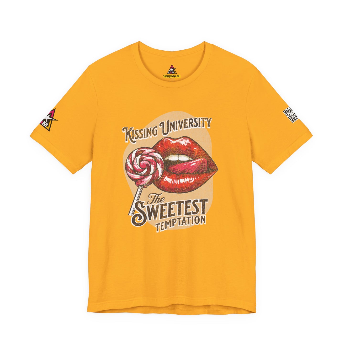 Kissing University Graphic T-Shirt | Sweetest Temptation Tee | Flirty Retro Streetwear Shirt