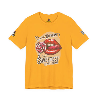 Kissing University Graphic T-Shirt | Sweetest Temptation Tee | Flirty Retro Streetwear Shirt