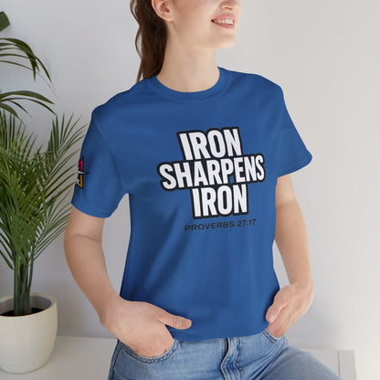 Iron Sharpens Iron Graphic T-Shirt | Proverbs 27:17 Christian Tee | Faith & Strength Streetwear
