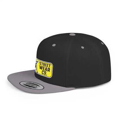 AM Streetwear Co. Embroidered Snapback Hat | Premium Streetwear Cap | Modern Logo Flat Bill Hat | Everyday Lifestyle Cap