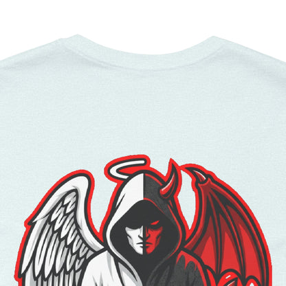 LOOK TWICE Angel & Devil Graphic T-Shirt | Duality Streetwear Tee | Good vs Evil Shirt | Unisex Graphic Tee