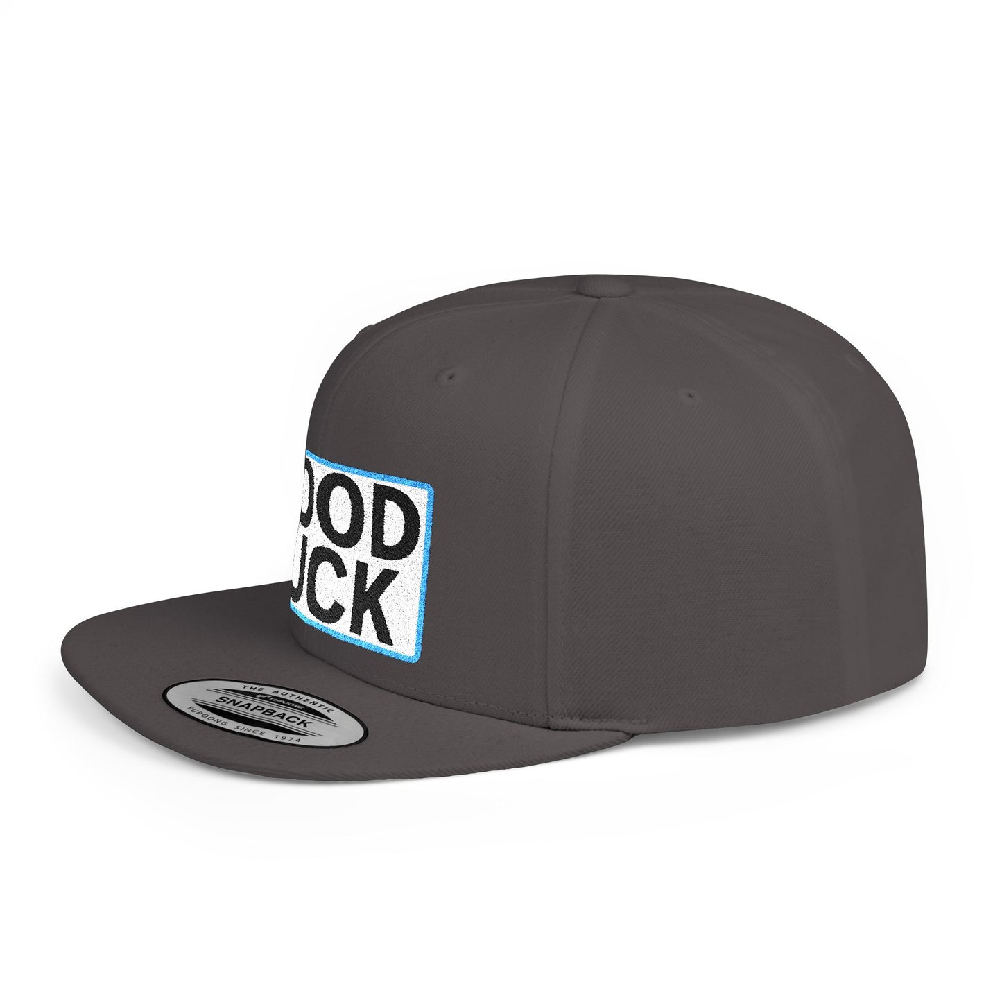 GOOD LUCK Embroidered Flat Bill Snapback Cap | Lucky Statement Hat | Streetwear Baseball Cap