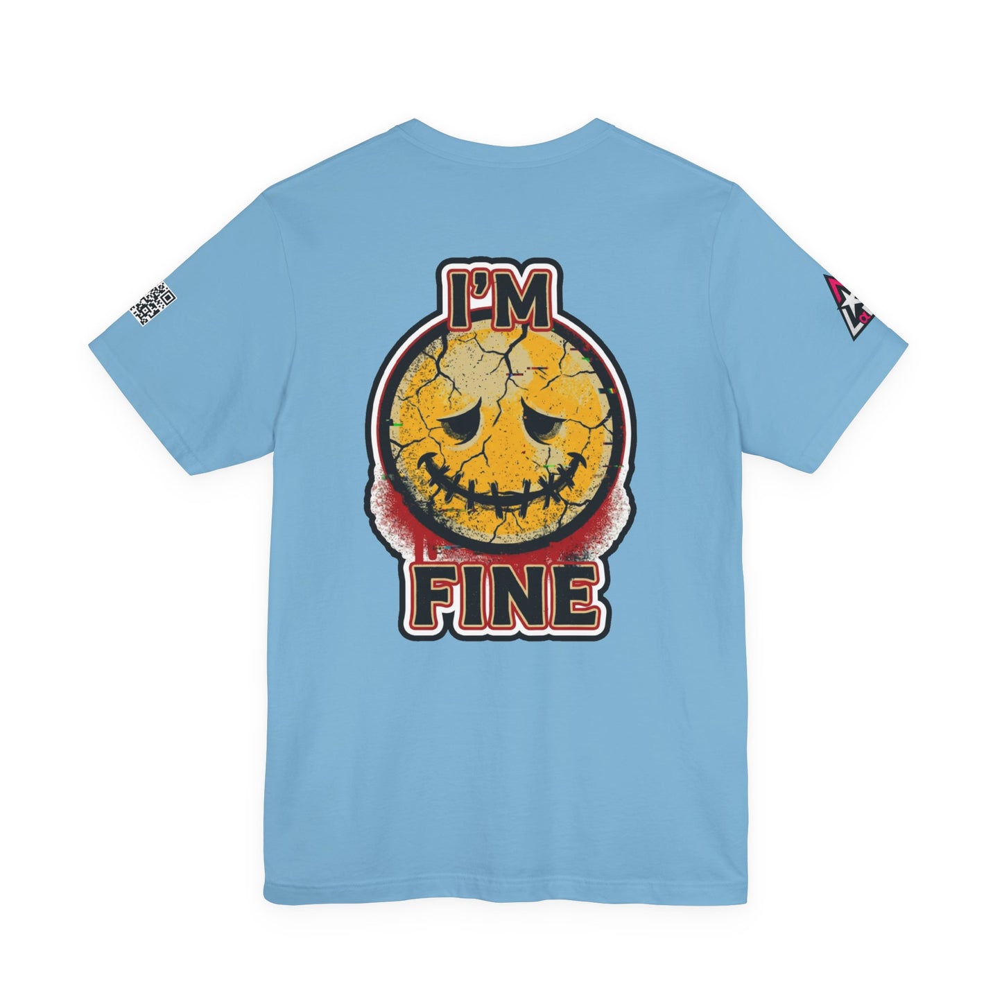 I'M FINE Cracked Smile Graphic T-Shirt | Dark Humor Tee | Halloween Shirt | Streetwear Graphic Tee | Unisex Shirt