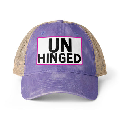 UNHINGED Embroidered Washed Mesh-Back Cap | Funny Ponytail Baseball Hat | Casual Women's Cap
