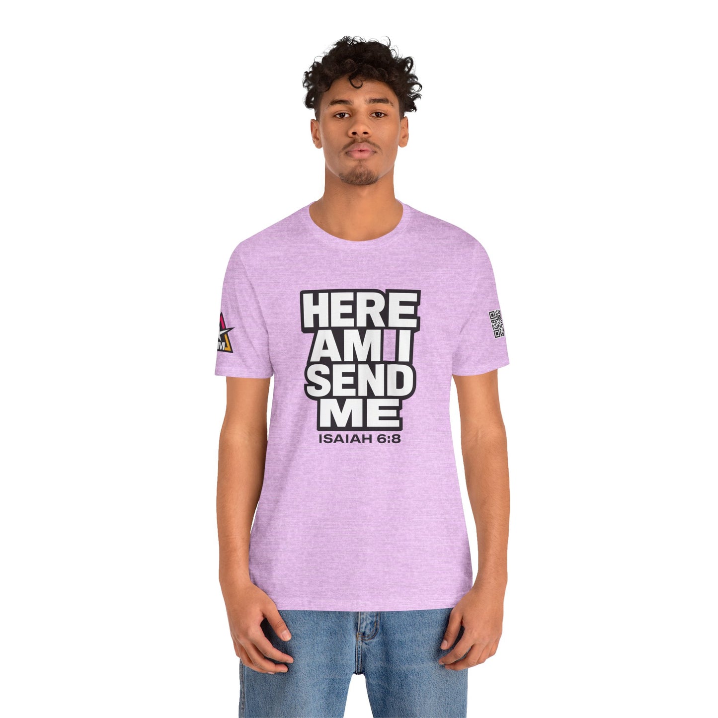 Here Am I, Send Me Graphic T-Shirt | Isaiah 6:8 Christian Tee | Faith Statement Shirt
