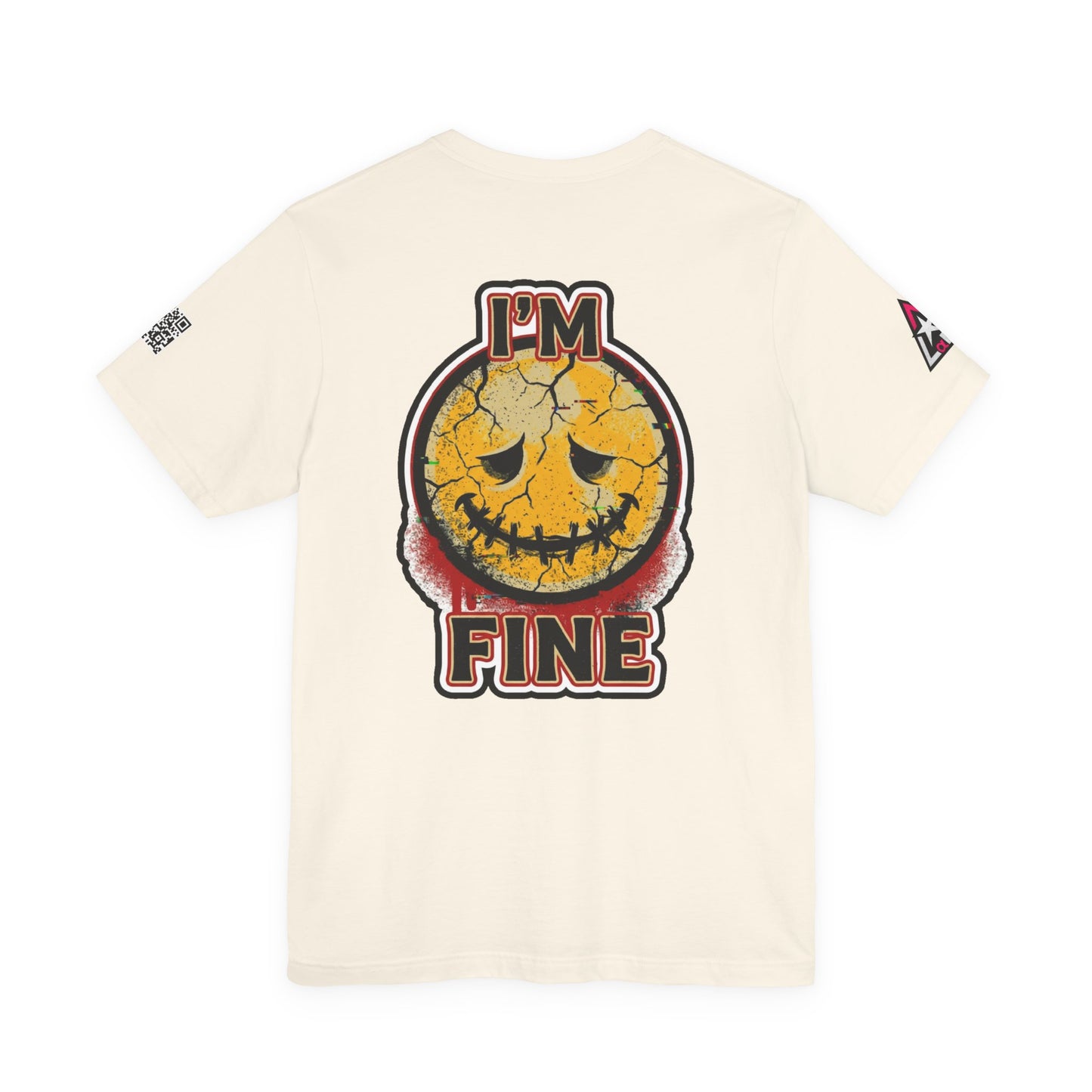 I'M FINE Cracked Smile Graphic T-Shirt | Dark Humor Tee | Halloween Shirt | Streetwear Graphic Tee | Unisex Shirt