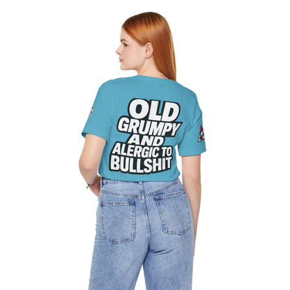 Old Grumpy & Allergic to Bullshit Graphic T-Shirt | Funny Sarcastic Tee