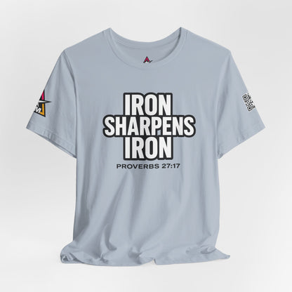 Iron Sharpens Iron Graphic T-Shirt | Proverbs 27:17 Christian Tee | Faith & Strength Streetwear