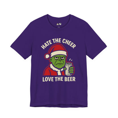 Hate the Cheer Love the Beer – Unisex Bold Holiday Graphic Tee