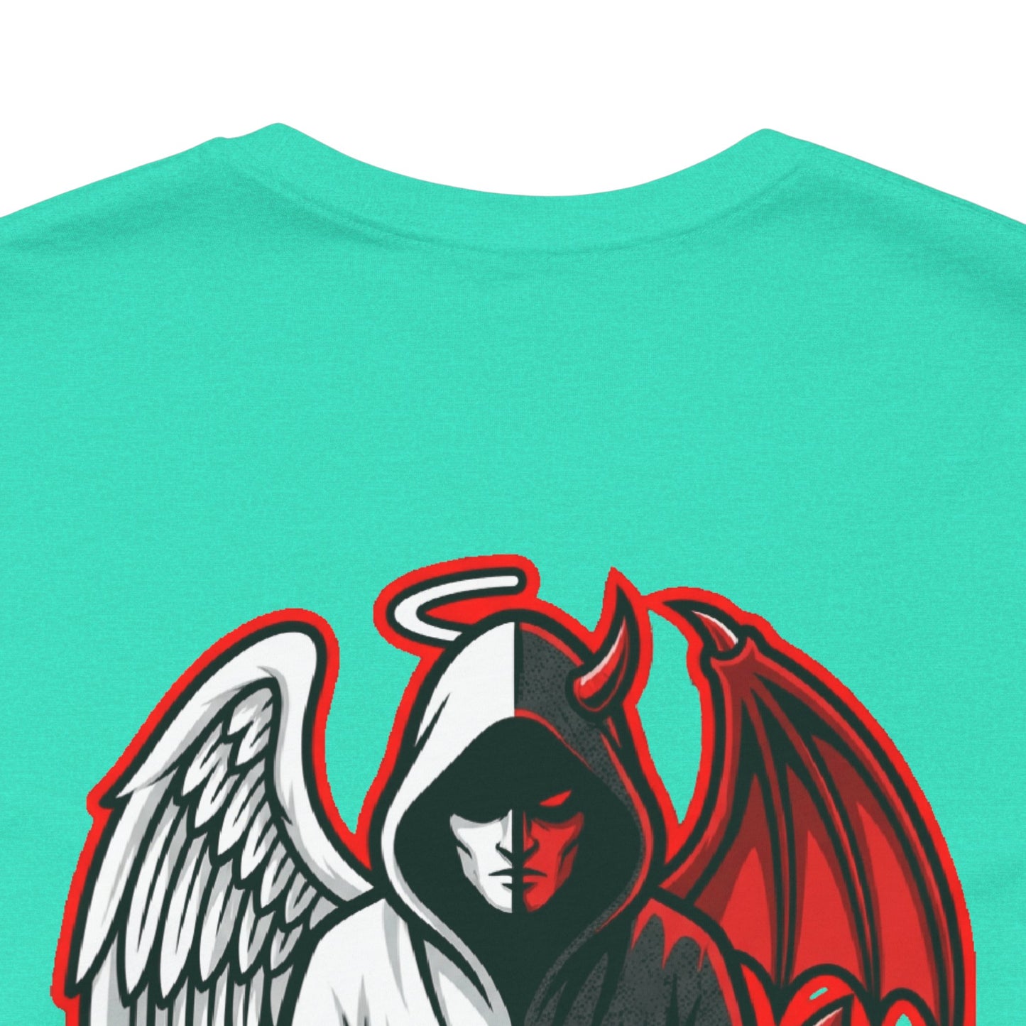 LOOK TWICE Angel & Devil Graphic T-Shirt | Duality Streetwear Tee | Good vs Evil Shirt | Unisex Graphic Tee