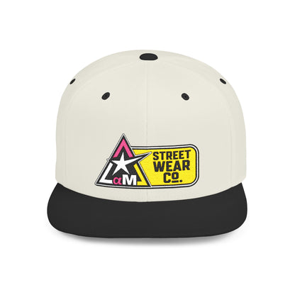 AM Streetwear Co. Embroidered Snapback Hat | Premium Streetwear Cap | Modern Logo Flat Bill Hat | Everyday Lifestyle Cap