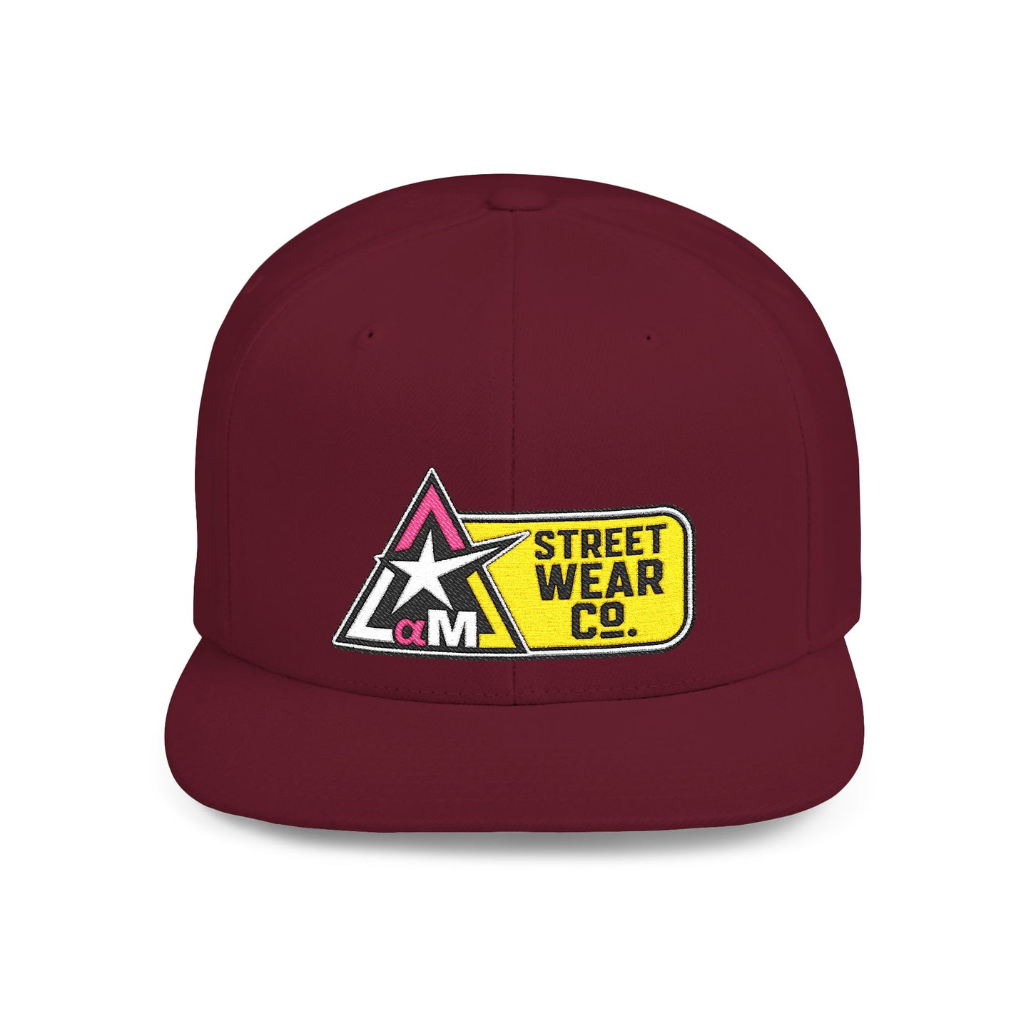 AM Streetwear Co. Embroidered Snapback Hat | Premium Streetwear Cap | Modern Logo Flat Bill Hat | Everyday Lifestyle Cap