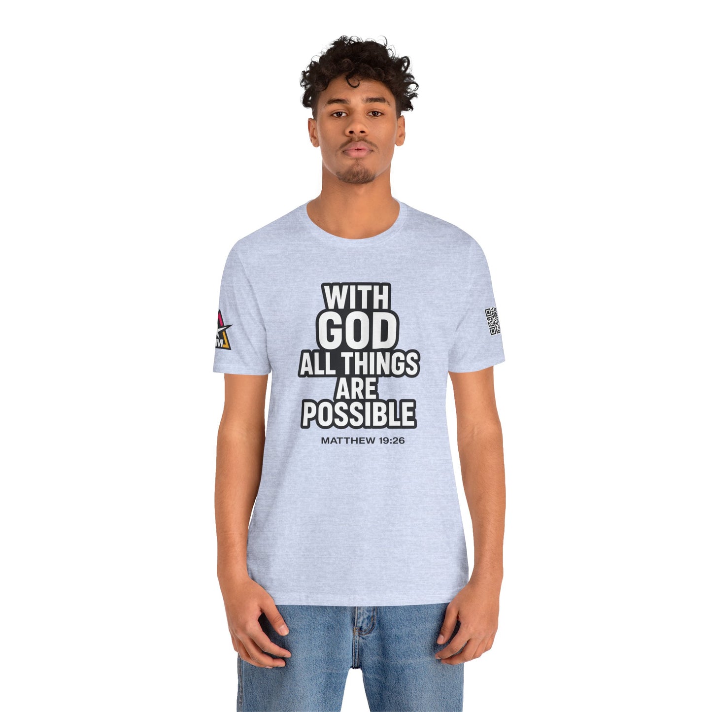 With God All Things Are Possible Graphic T-Shirt | Matthew 19:26 Christian Tee | Faith & Strength Streetwear