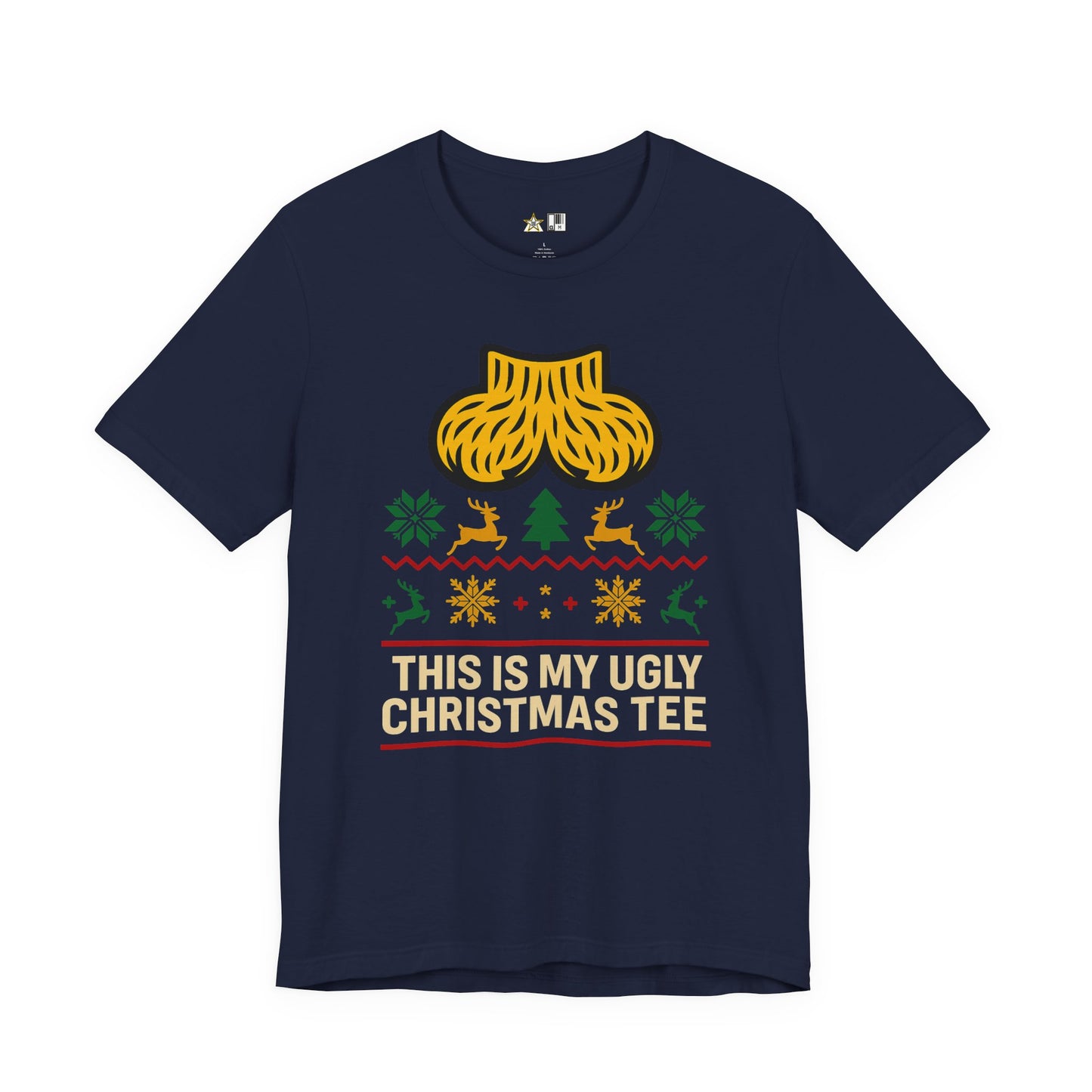 This Is My Ugly Christmas Tee Bold Reindeer & Gold Balls Ornament Holiday T-Shirt