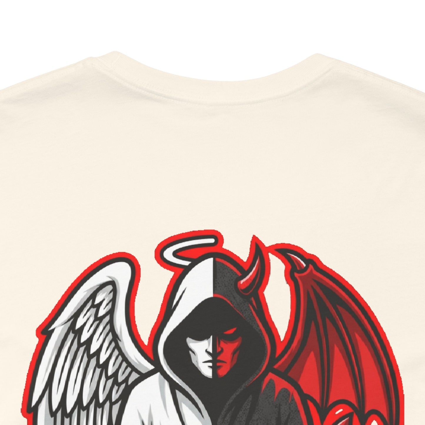 LOOK TWICE Angel & Devil Graphic T-Shirt | Duality Streetwear Tee | Good vs Evil Shirt | Unisex Graphic Tee