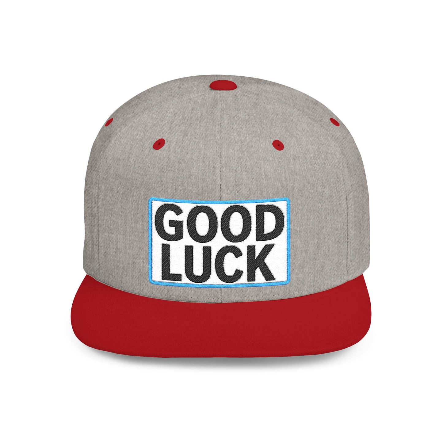 GOOD LUCK Embroidered Flat Bill Snapback Cap | Lucky Statement Hat | Streetwear Baseball Cap