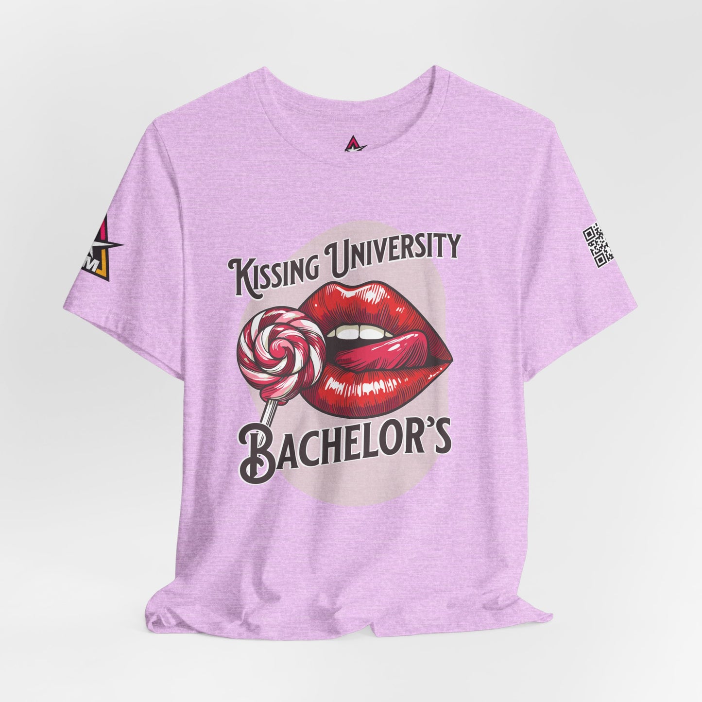 Kissing University Bachelor’s Graphic T-Shirt | Flirty Retro Tee | Funny Kissing Shirt