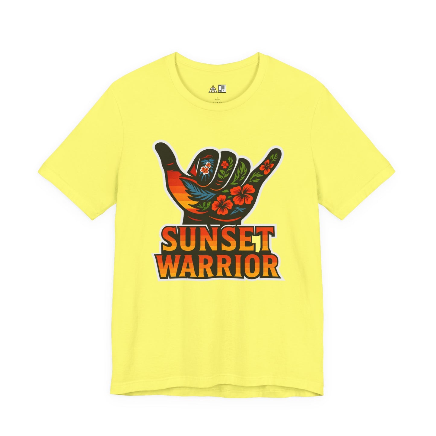 Sunset Warrior Shaka – Unisex Bold Streetwear Graphic Tee