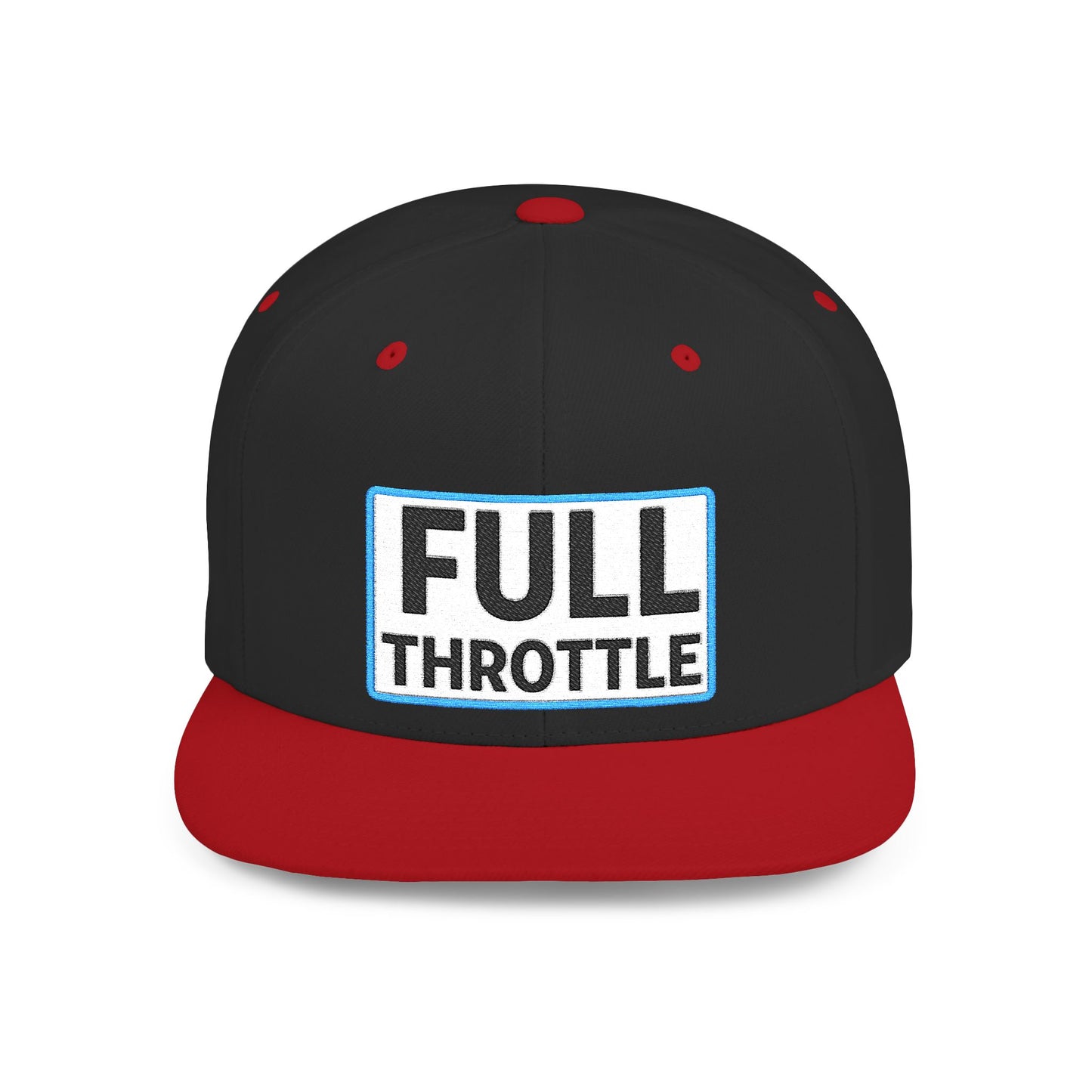 FULL THROTTLE Embroidered Flat Bill Snapback Cap | Bold Motorsport Hat | Streetwear Baseball Cap