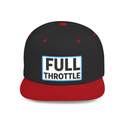FULL THROTTLE Embroidered Flat Bill Snapback Cap | Bold Motorsport Hat | Streetwear Baseball Cap