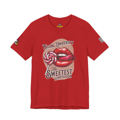 Kissing University Graphic T-Shirt | Sweetest Temptation Tee | Flirty Retro Streetwear Shirt